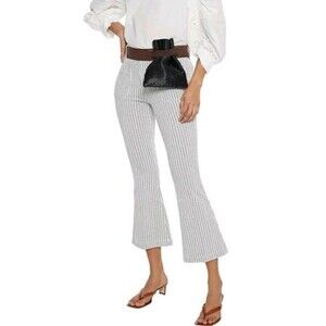 FRAME Le Bardot Crop Flare Striped Mid-Rise Kick-Flare Jeans Smart Casual Retro